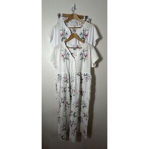 Earth Angels 3 Piece Set Floral Nightgown, Top, Pants Vintage Size Medium 12/14